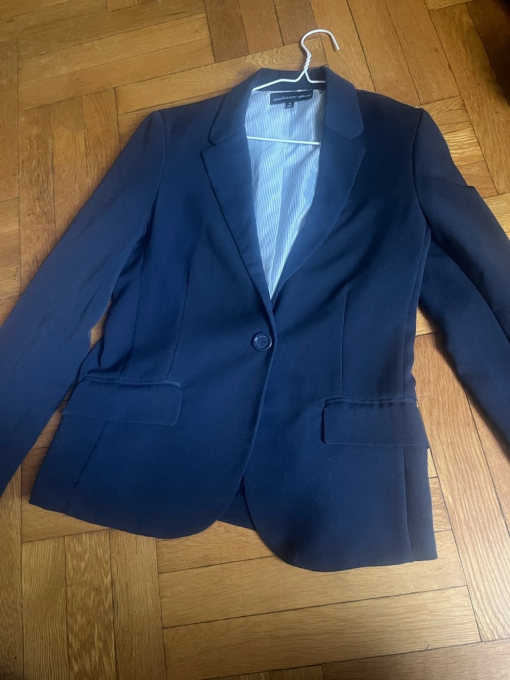 Ambiance Navy Single-Button Blazer